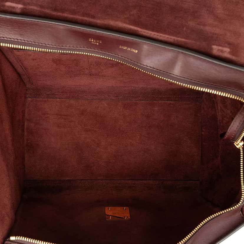 Celine Medium Bicolor Calfskin and Suede Trapeze Satchel Red Leather Good condition - Model View