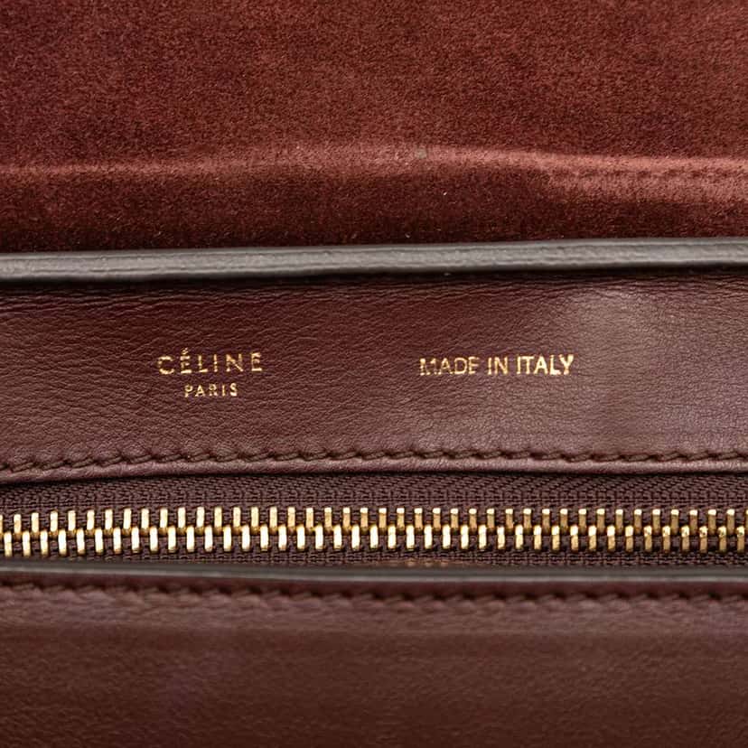 Celine Medium Bicolor Calfskin and Suede Trapeze Satchel Red Leather Good condition - Box View