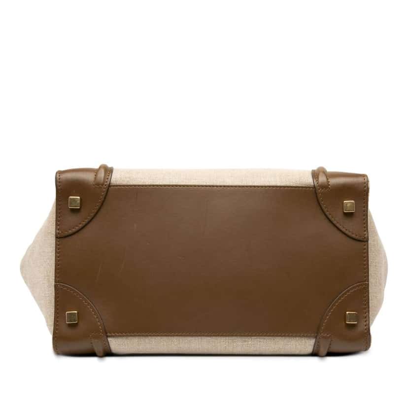 Celine Mini Tricolor Canvas and Leather Luggage Tote Brown Canvas Good condition - Inside View