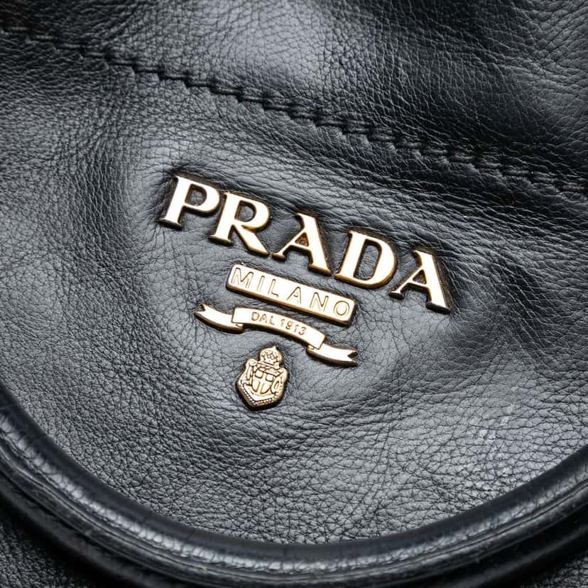 Prada Glace Calf Open Convertible Tote Black Leather Good condition - Box View