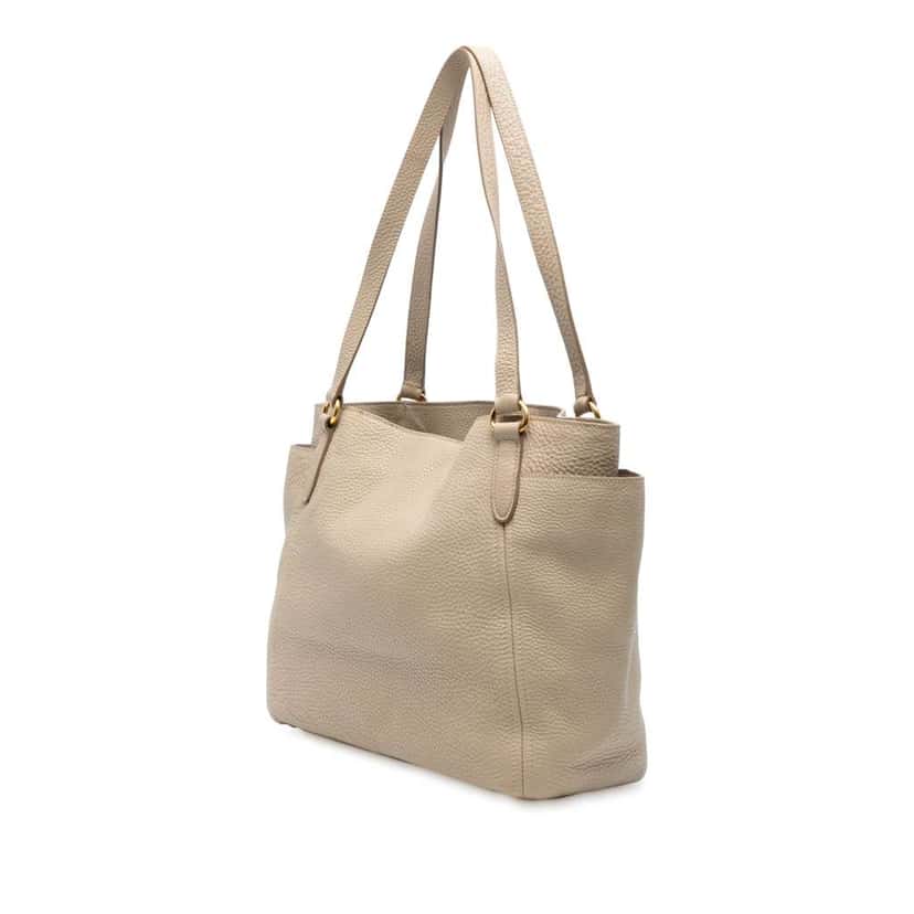 Prada Vitello Daino Double Pocket Tote Brown Leather Good condition - Back View