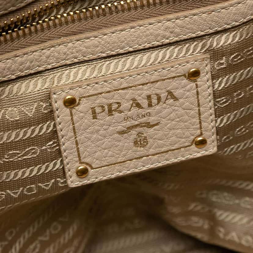 Prada Vitello Daino Double Pocket Tote Brown Leather Good condition - Box View