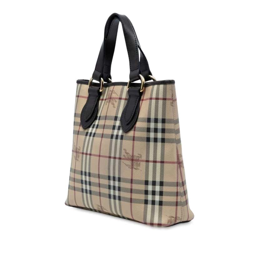 Burberry Haymarket Check Coated Canvas Tote Brown Canvas Good condition - Back View