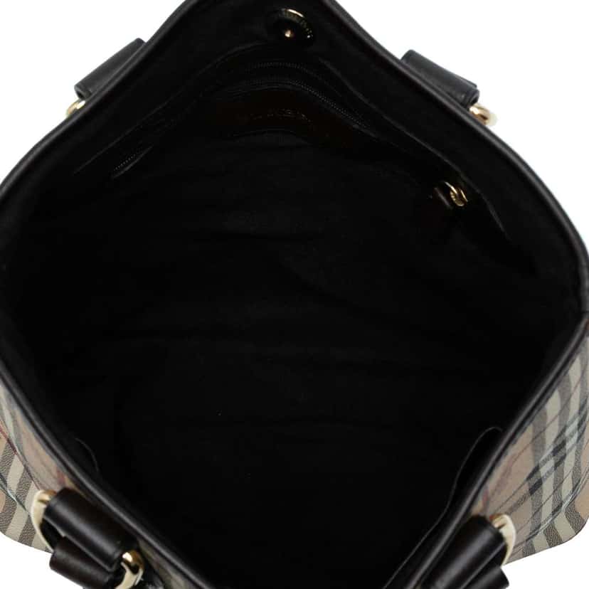 Burberry Haymarket Check Coated Canvas Tote Brown Canvas Good condition - Model View