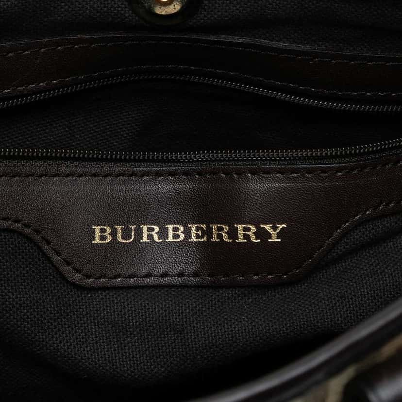 Burberry Haymarket Check Coated Canvas Tote Brown Canvas Good condition - Box View