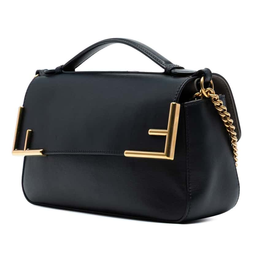 Fendi Zucca Crystal Double F Baguette Satchel Brown Canvas Good condition - Back View