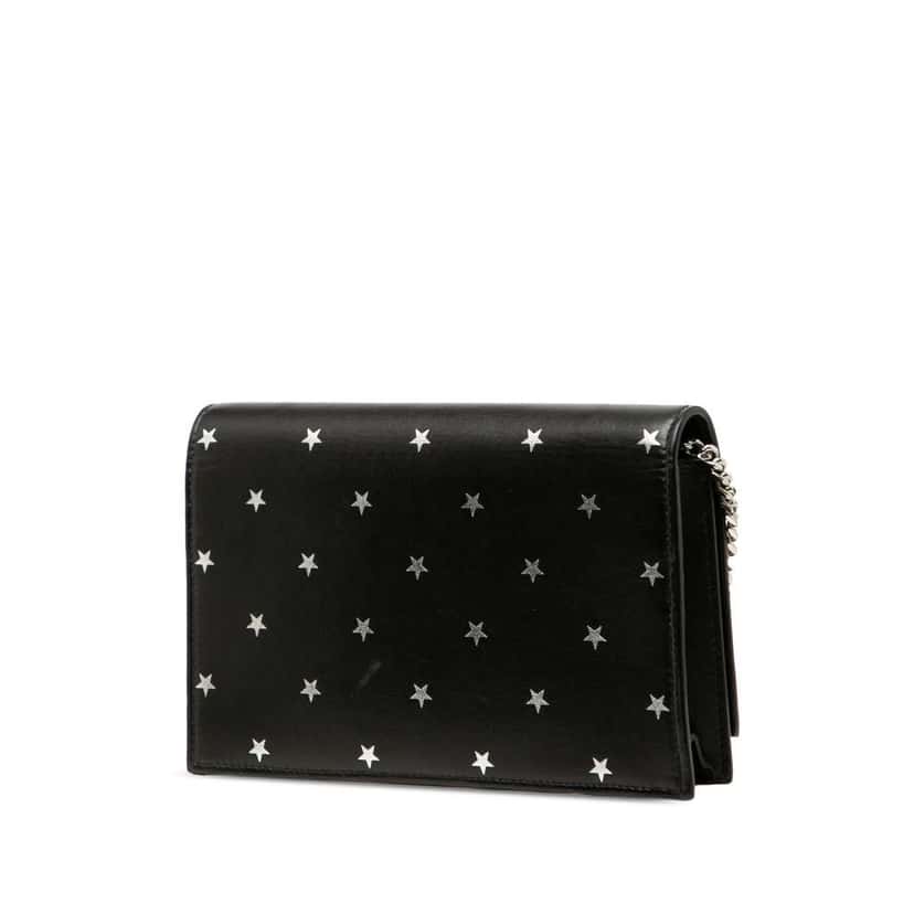 Saint Laurent Calfskin Star Print Classic Monogram Kate Tassel Wallet on Chain Black Leather Good condition - Back View