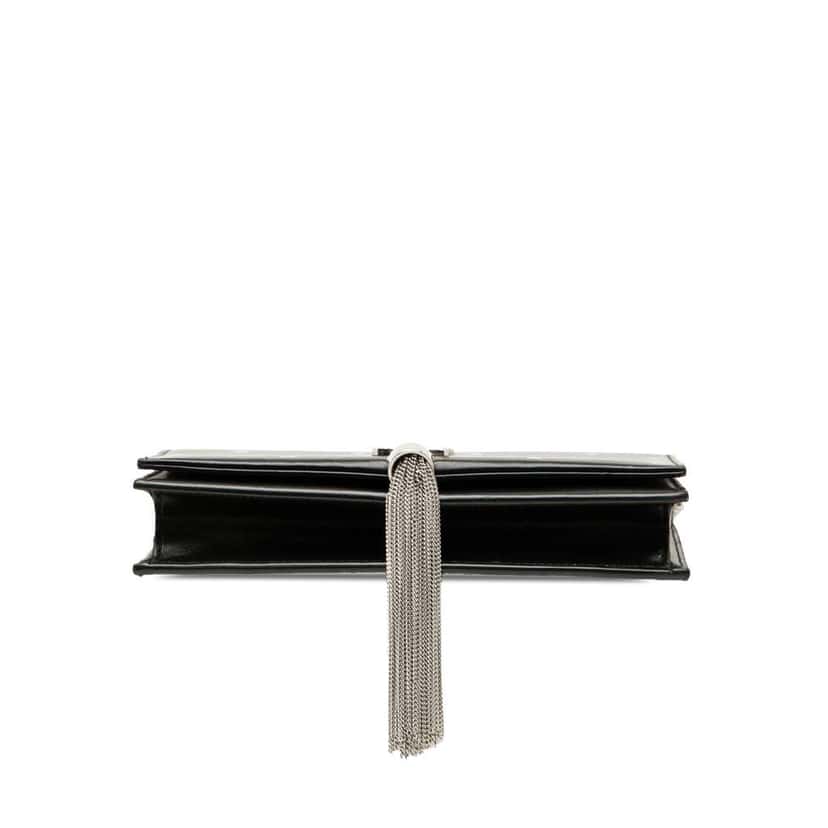 Saint Laurent Calfskin Star Print Classic Monogram Kate Tassel Wallet on Chain Black Leather Good condition - Inside View