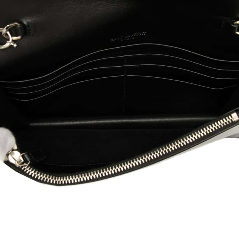 Saint Laurent Calfskin Star Print Classic Monogram Kate Tassel Wallet on Chain Black Leather Good condition - Model View
