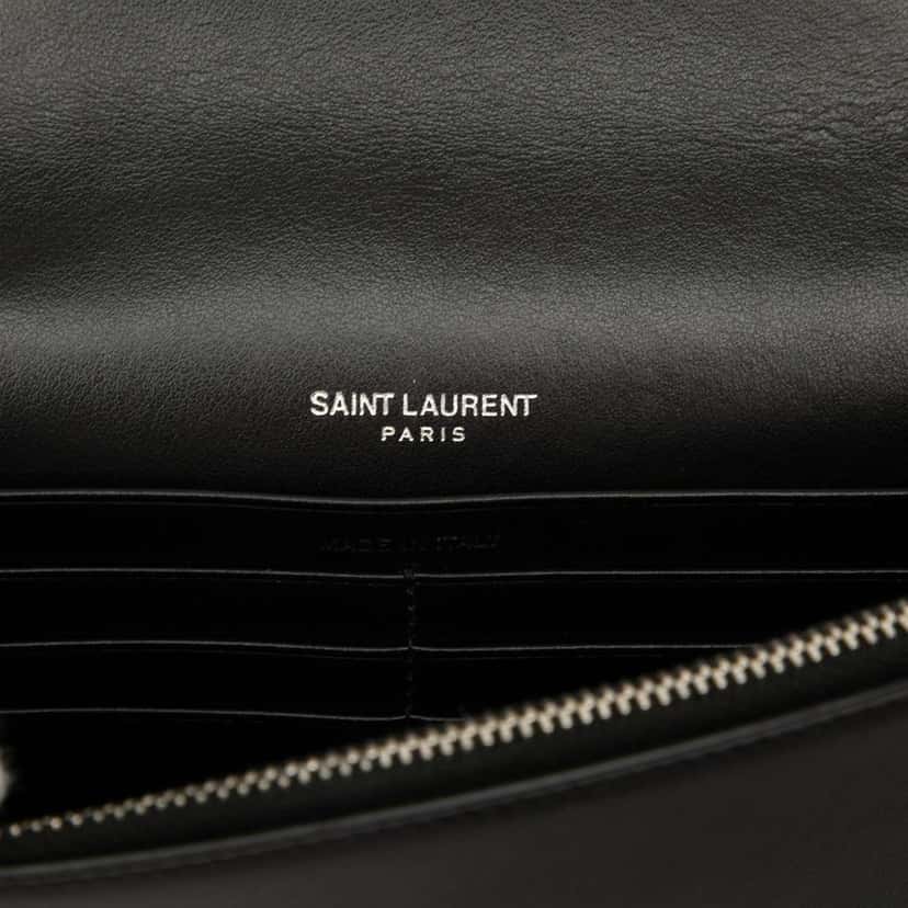 Saint Laurent Calfskin Star Print Classic Monogram Kate Tassel Wallet on Chain Black Leather Good condition - Box View