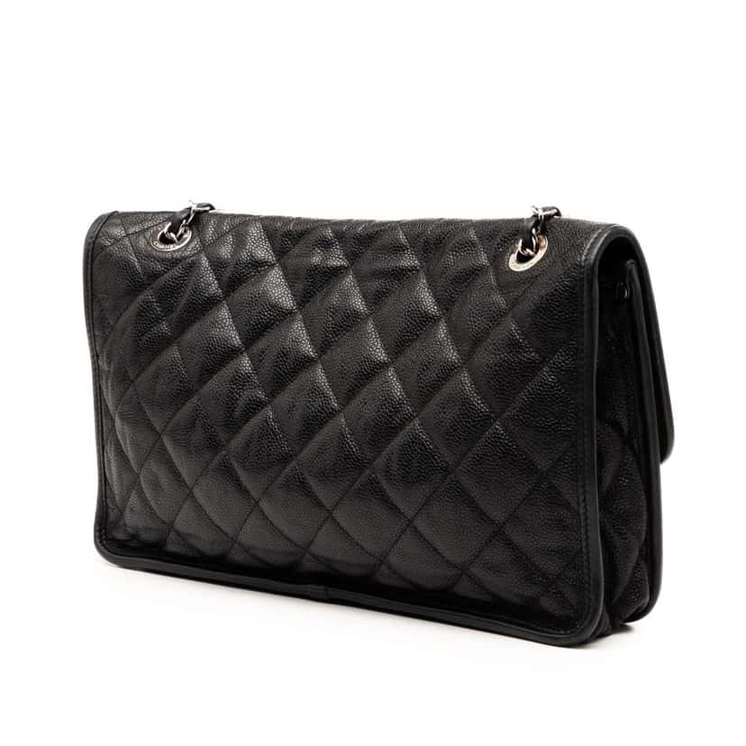 Chanel Medium Caviar French Riviera Flap Black Leather Good condition - Back View
