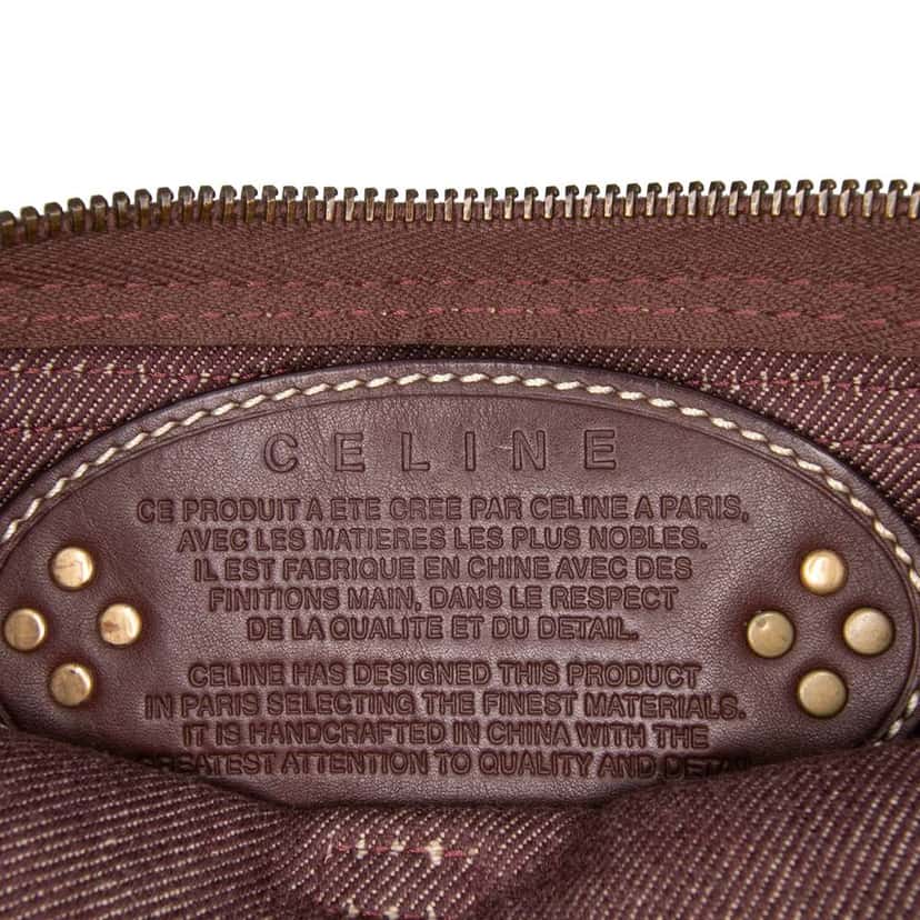 Celine Macadam Denim Double Pocket Belt Bag Brown Denim Very good condition - Box View