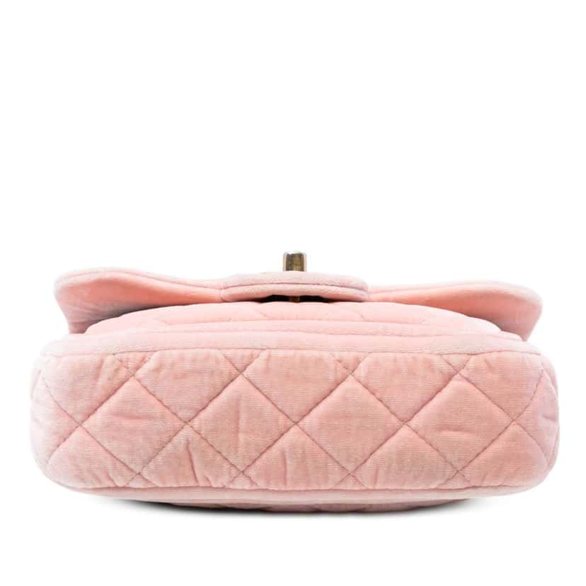 Chanel Mini Quilted Velvet Double Frame Flap Pink Velvet Good condition - Inside View
