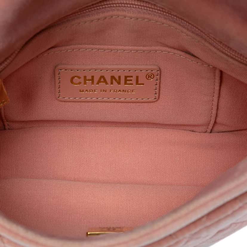 Chanel Mini Quilted Velvet Double Frame Flap Pink Velvet Good condition - Model View