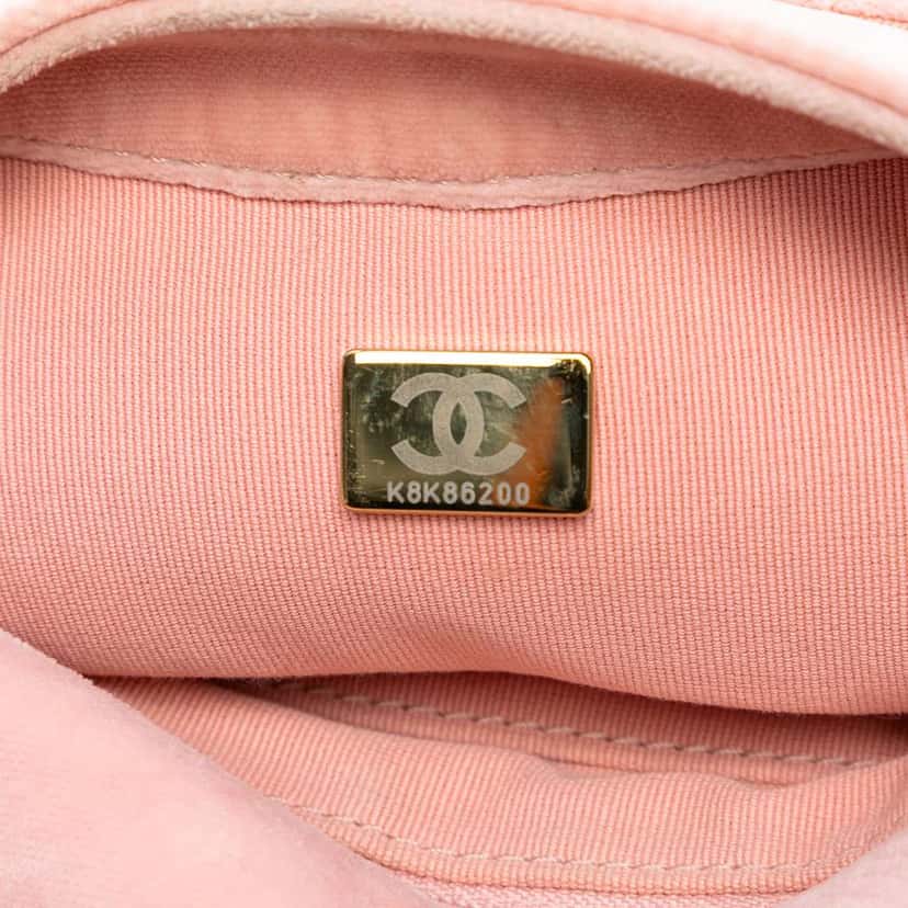Chanel Mini Quilted Velvet Double Frame Flap Pink Velvet Good condition - Box View