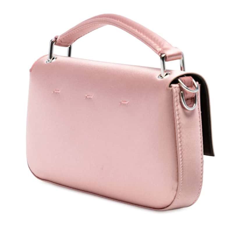 Fendi Silk Baguette Phone Pouch Satchel Pink Silk Good condition - Back View