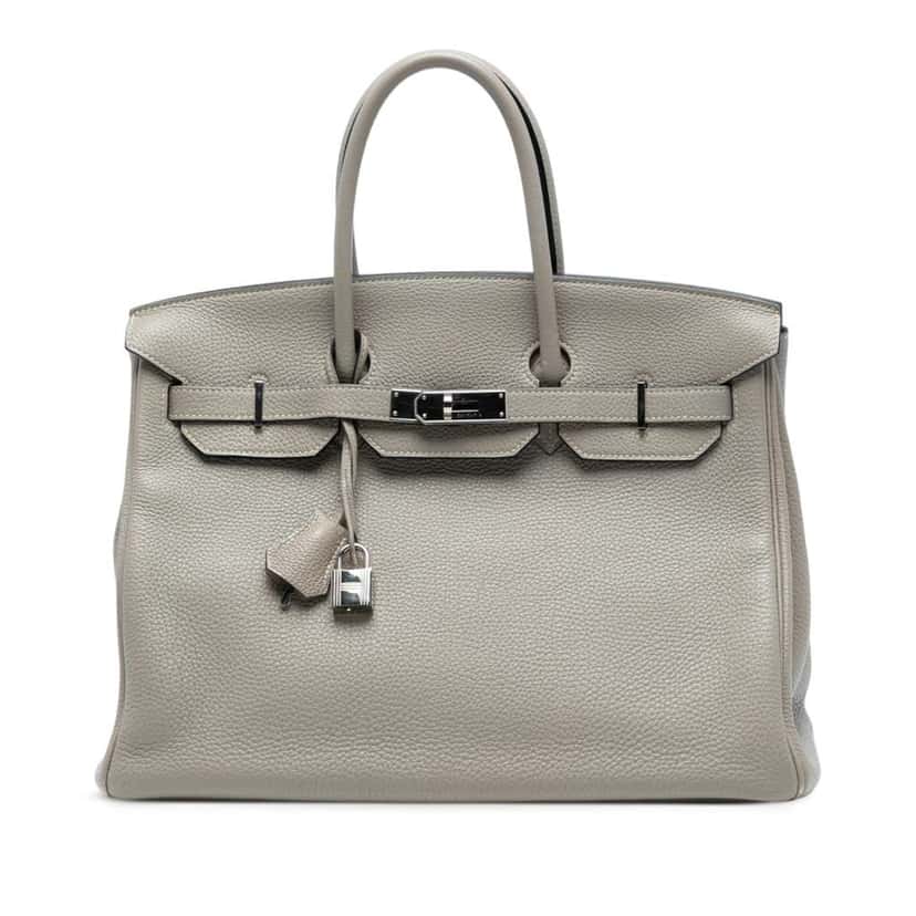 Hermès Togo Birkin Retourne 35 Grey Leather Good condition - Front View