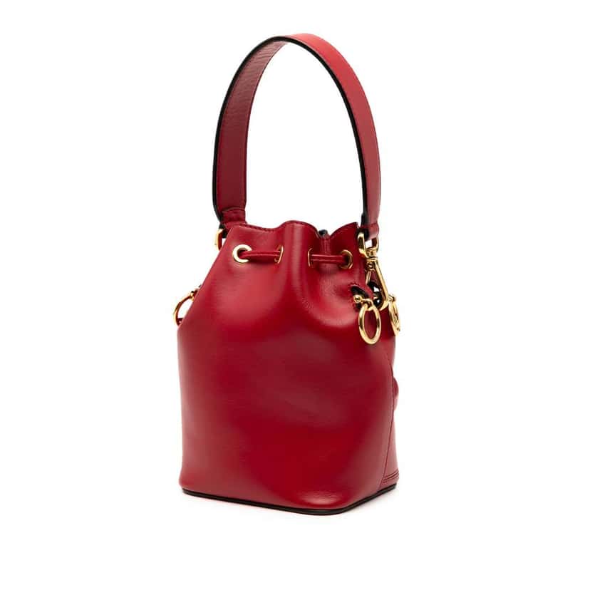 Fendi Mini Leather Mon Tresor Bucket Bag Red Leather Good condition - Back View