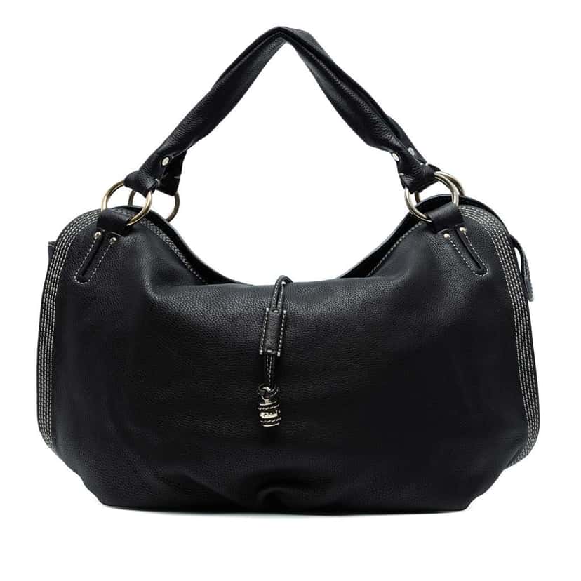 Celine Large Grained Calfskin Bittersweet Hobo Black Leather Good condition - Front View