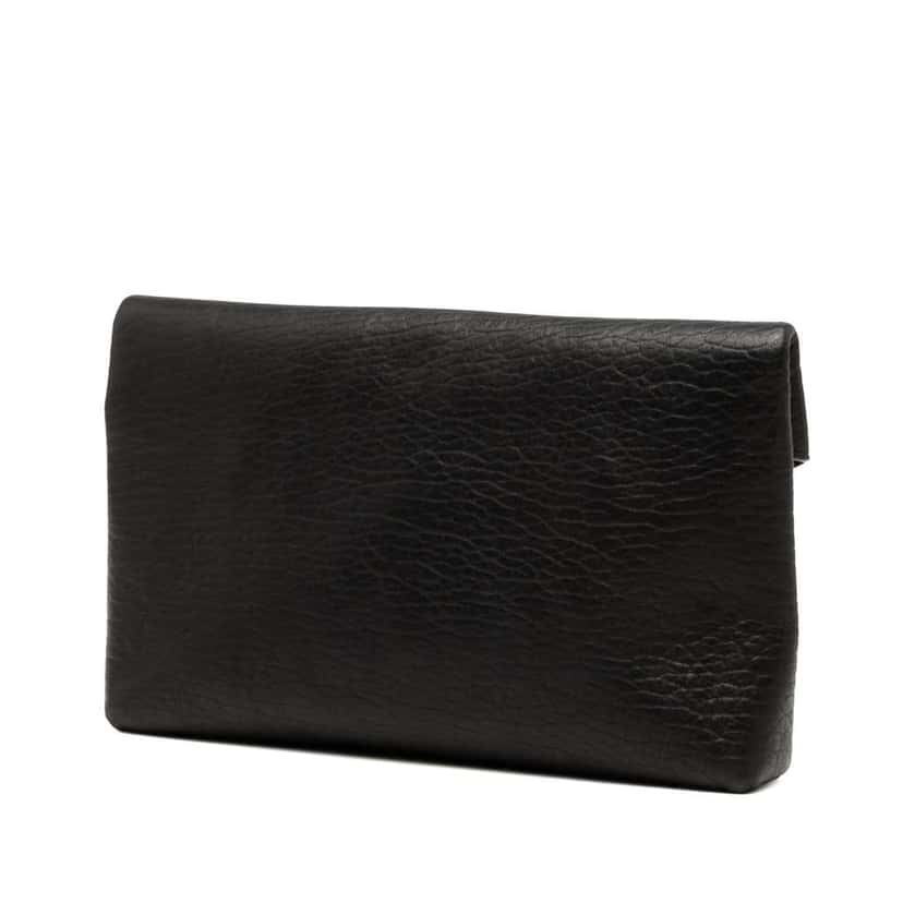 Saint Laurent Large Lambskin Cassandre Envelope Pouch Black Leather Good condition - Back View