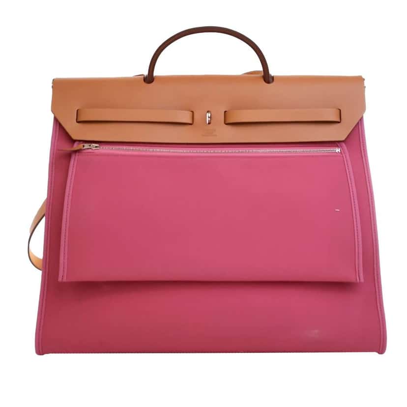 Hermès Toile Herbag Zip 39 Pink Canvas Very good condition - Model View