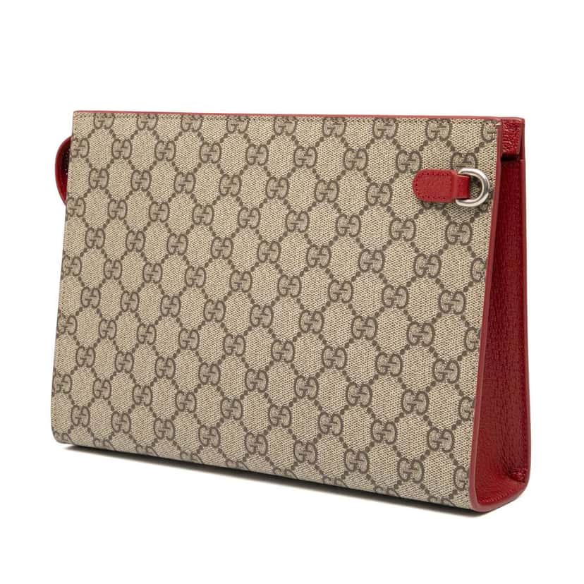 Gucci Small Bicolor GG Supreme Pouch Brown Canvas Good condition - Back View