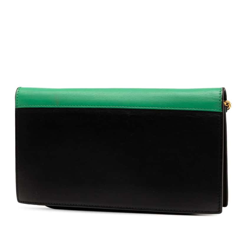 Celine Tricolor Leather Pocket Envelope Wallet On Chain Black Leather Good condition - Back View