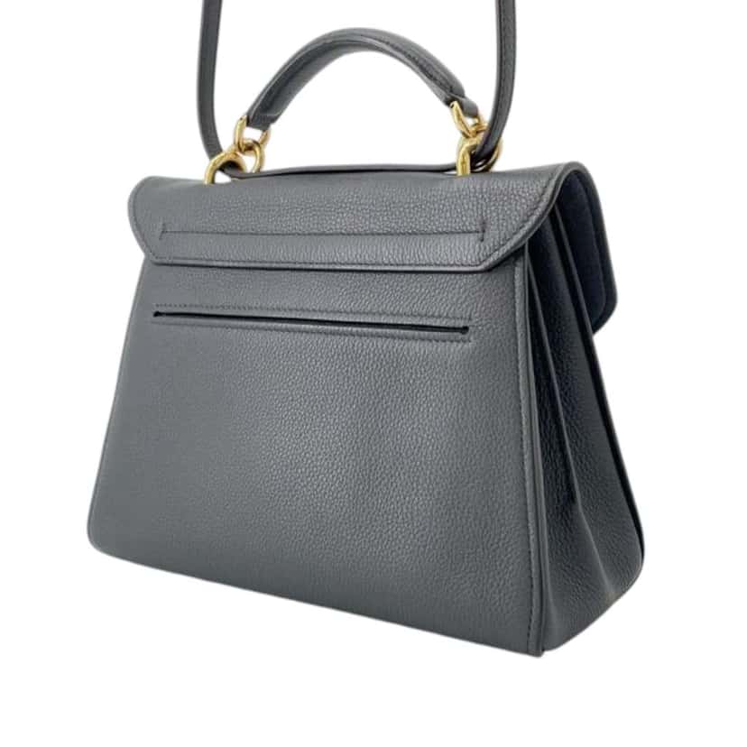 Salvatore Ferragamo Calfskin Gancini Margot Top Handle Bag Grey Leather Good condition - Back View