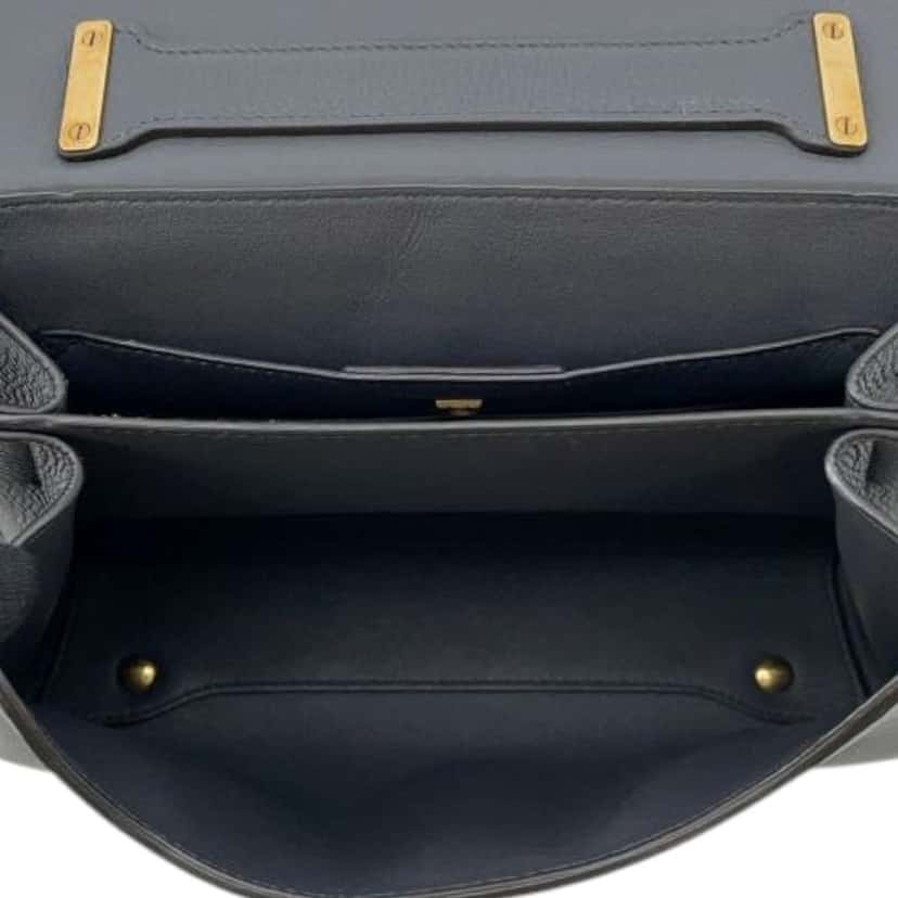 Salvatore Ferragamo Calfskin Gancini Margot Top Handle Bag Grey Leather Good condition - Model View