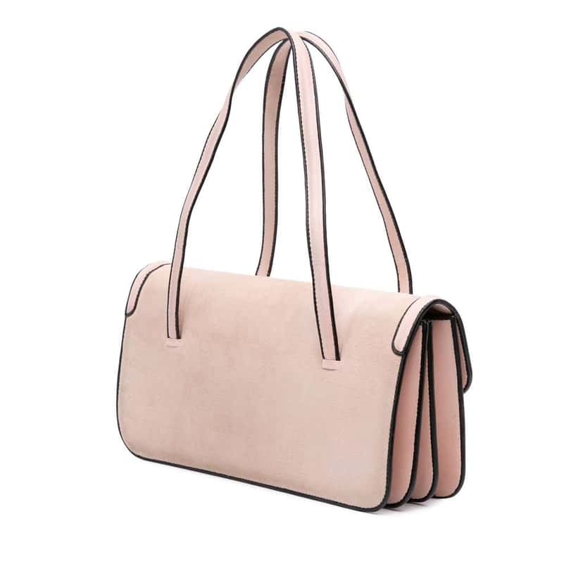Loewe Suede Handbag Pink Leather Good condition - Back View