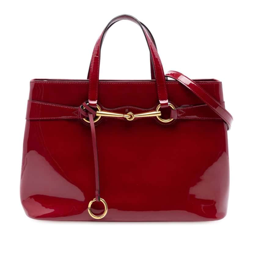 Gucci Patent Bright Bit Satchel Red Leather Good condition - Front View