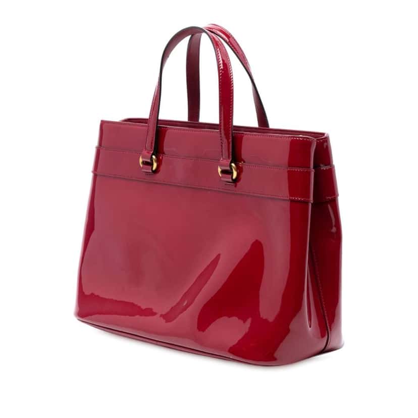 Gucci Patent Bright Bit Satchel Red Leather Good condition - Back View