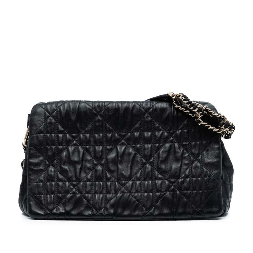 Dior Lambskin Cannage Gaufre Delices Flap Black Leather Good condition - Front View