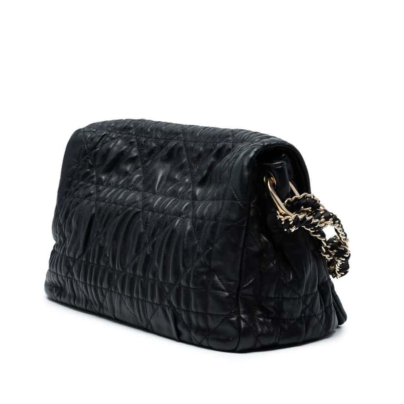 Dior Lambskin Cannage Gaufre Delices Flap Black Leather Good condition - Back View