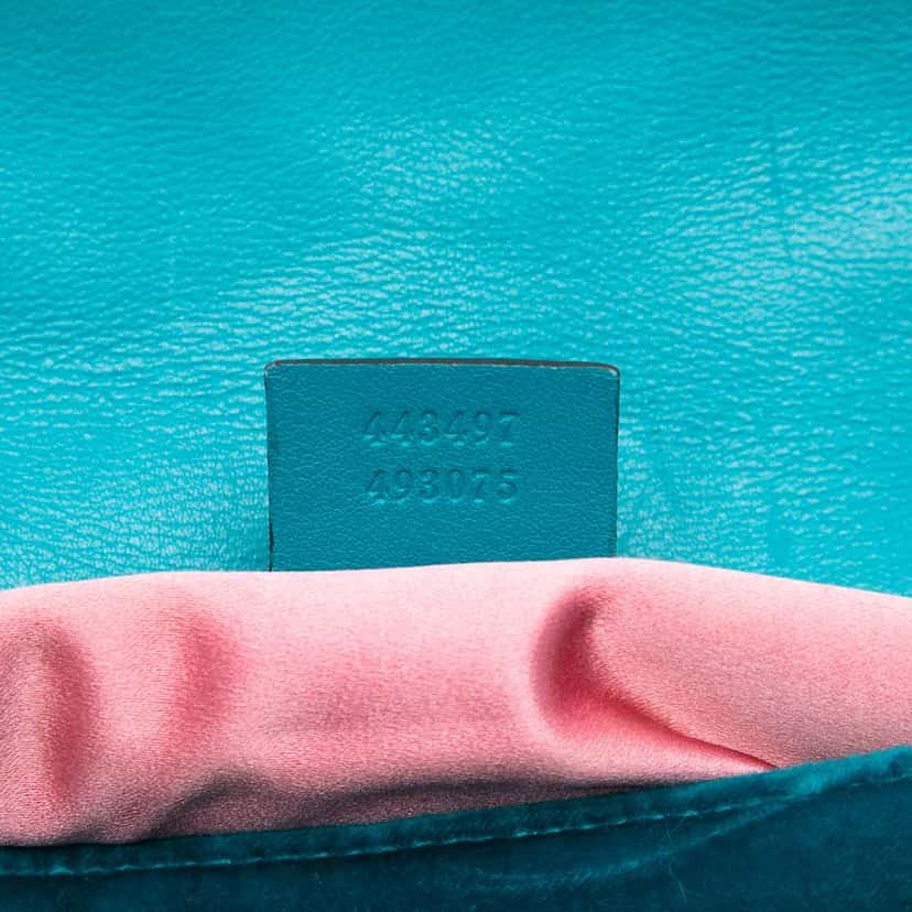 Gucci Medium GG Marmont Matelasse Velvet Shoulder Bag Blue Velvet Good condition - Box View