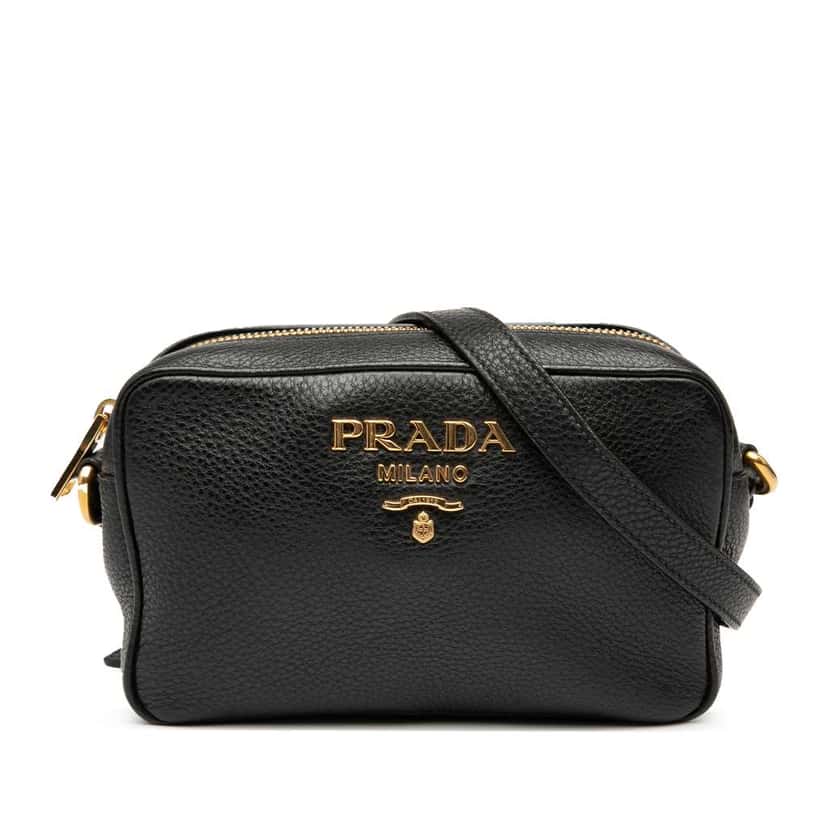 Prada Vitello Daino Camera Bag Black Leather Good condition - Front View