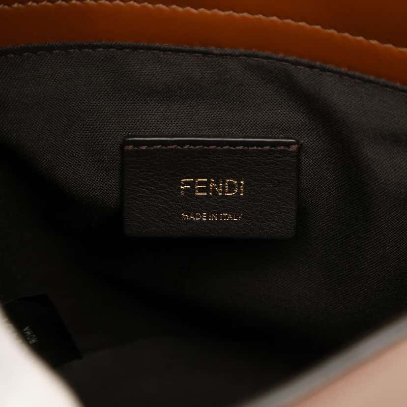 Fendi Leather Debossed Logo Bucket Bag Brown Leather Good condition - Box View