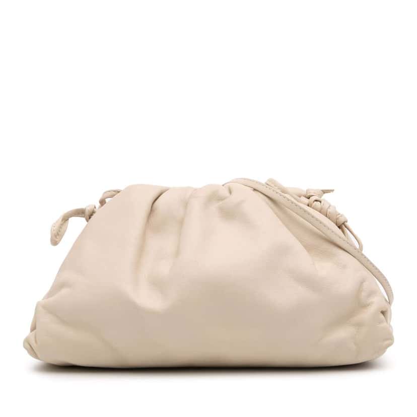 Bottega Veneta Lambskin The Mini Pouch Crossbody White Leather Good condition - Front View