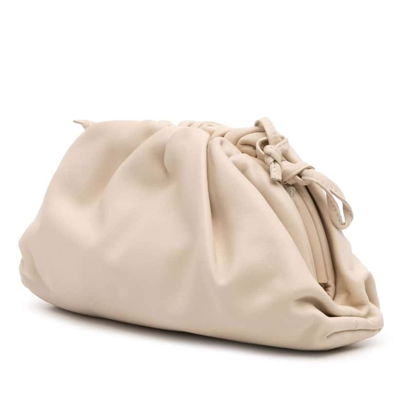 Bottega Veneta Lambskin The Mini Pouch Crossbody White Leather Good condition - Back View