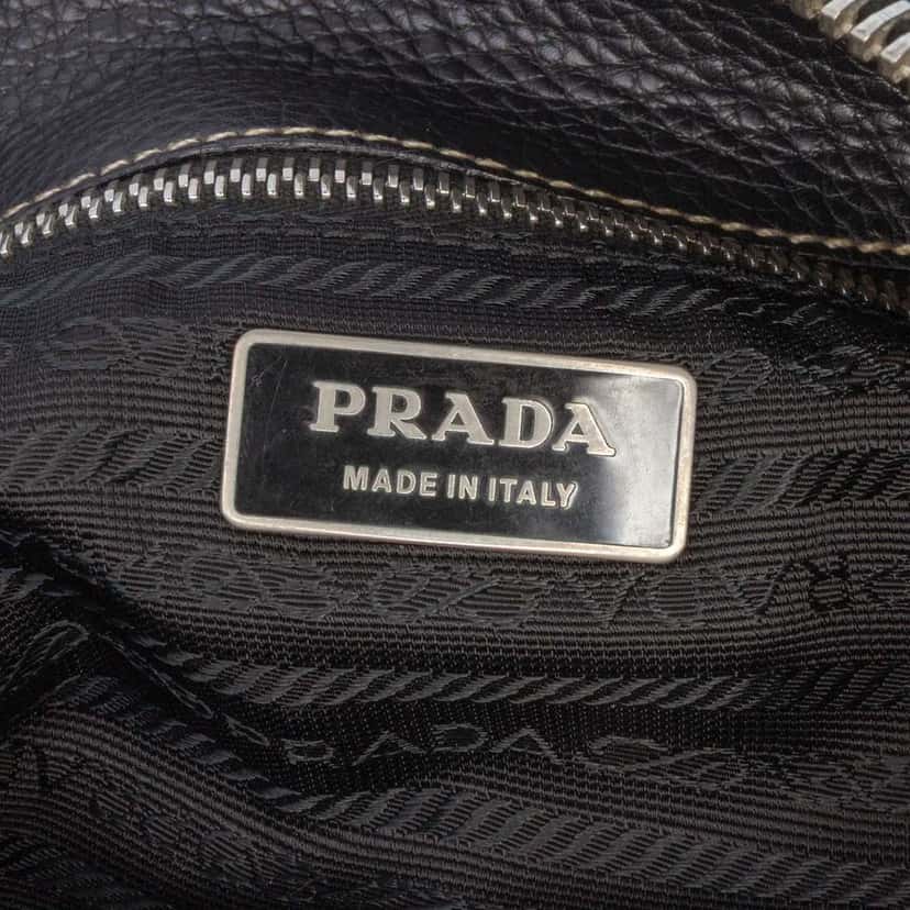 Prada Leather and Tessuto Shoulder Bag Black Leather Very good condition - Box View