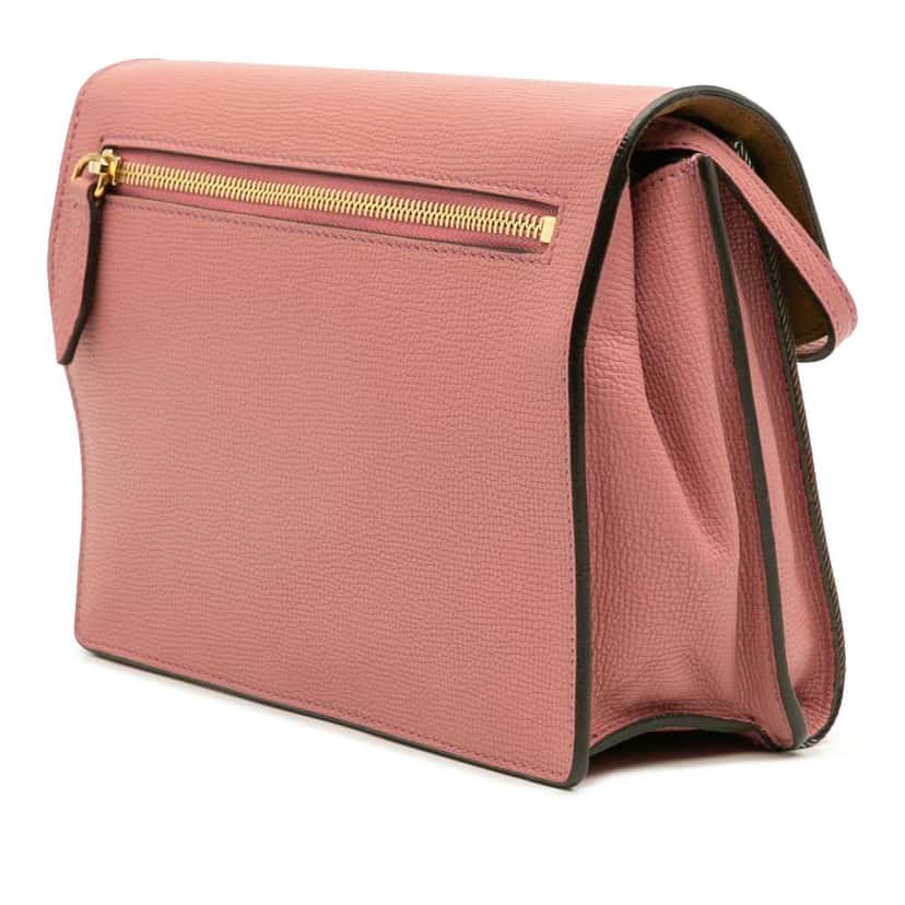 Burberry Small Leather and House Check Canvas Derby Macken Crossbody Pink Leather Good condition - Back View