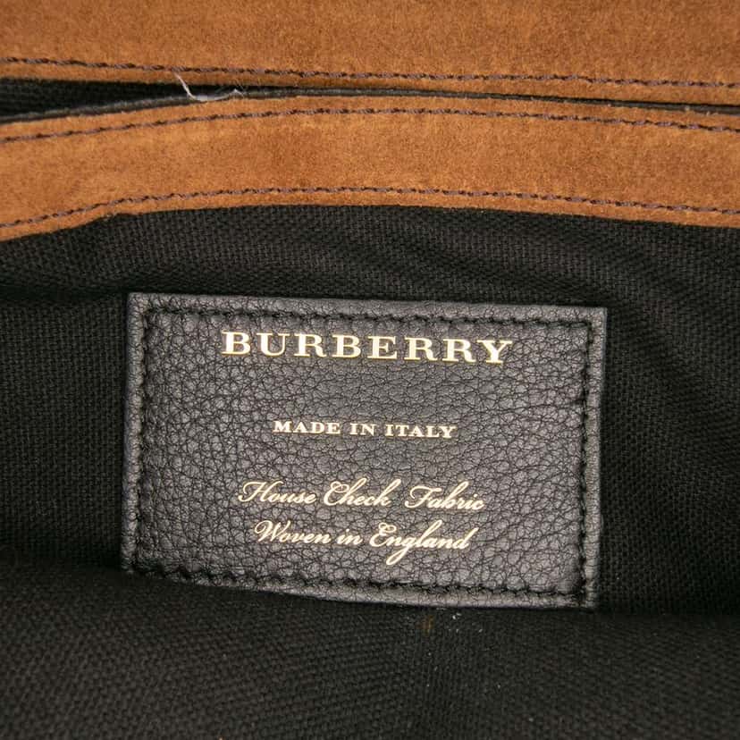 Burberry Small Leather and House Check Canvas Derby Macken Crossbody Pink Leather Good condition - Box View