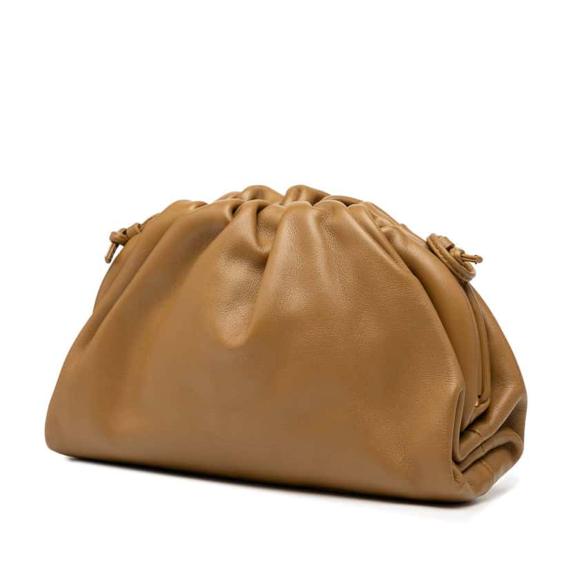 Bottega Veneta Lambskin The Mini Pouch Crossbody Brown Leather Good condition - Back View