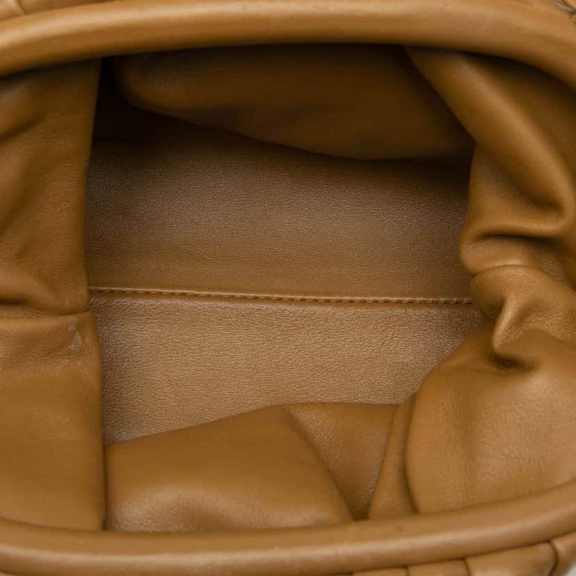 Bottega Veneta Lambskin The Mini Pouch Crossbody Brown Leather Good condition - Model View