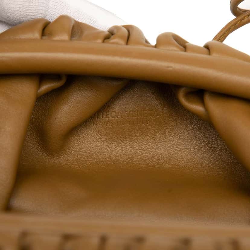 Bottega Veneta Lambskin The Mini Pouch Crossbody Brown Leather Good condition - Box View