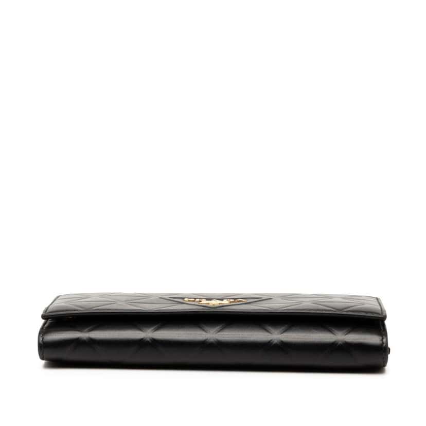 Prada Large Quilted Leather Wallet Black Leather Good condition - Inside View