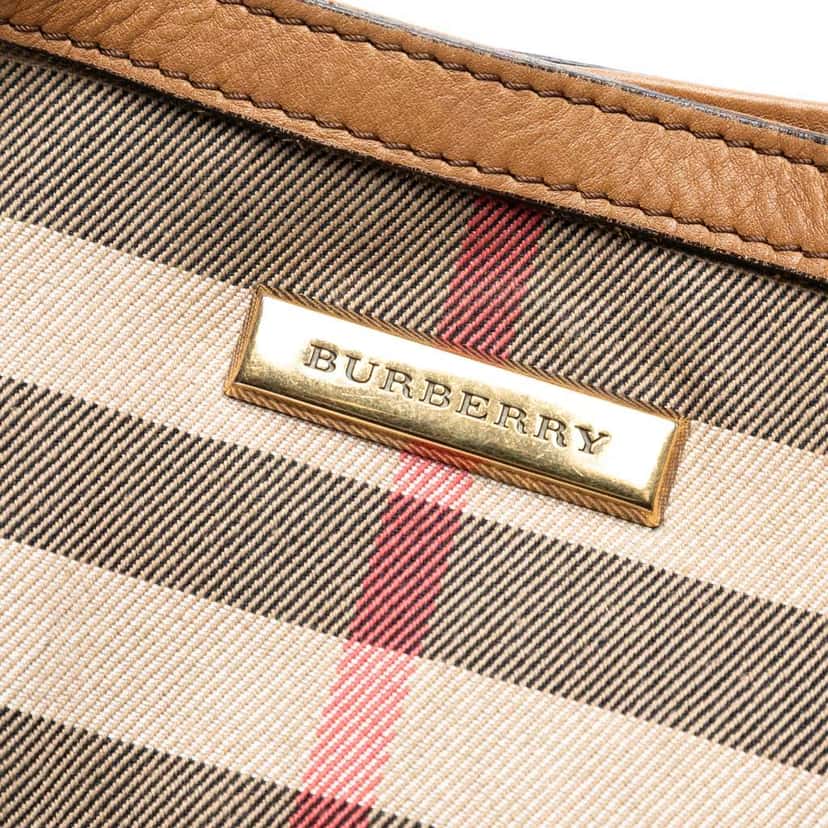 Burberry House Check Canvas Brecon Shoulder Bag Brown Canvas Good condition - Box View