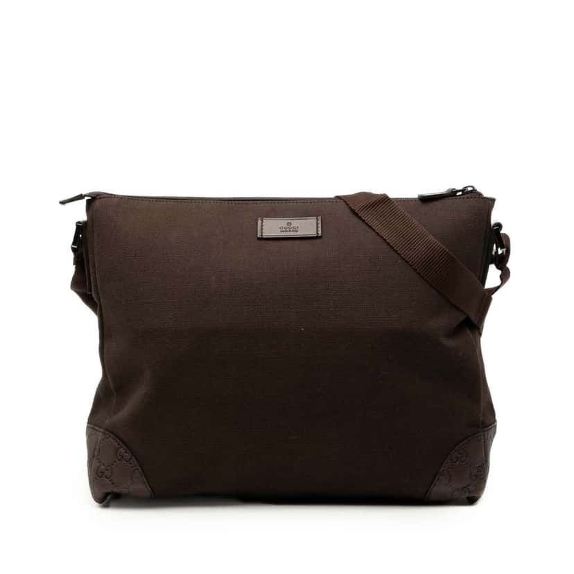 Gucci Guccissima Trimmed Canvas Crossbody Brown Canvas Good condition - Front View