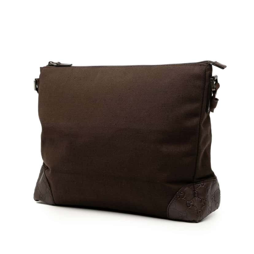 Gucci Guccissima Trimmed Canvas Crossbody Brown Canvas Good condition - Back View