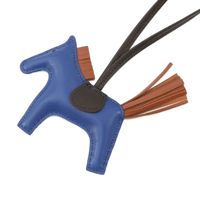 Hermès Milo Lambskin Grigri Rodeo Horse Bag Charm PM Blue Leather Very good condition - Model View